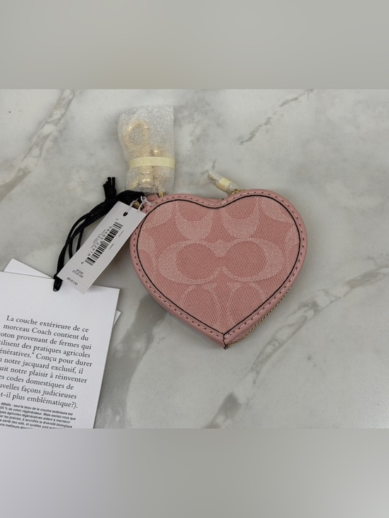 Coach Handbags - Coach Pink Denim Heart Bag Charm
